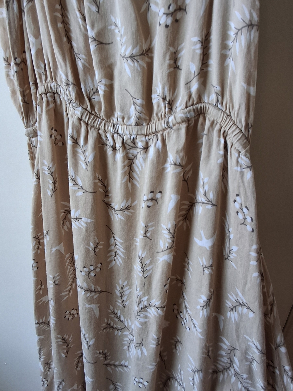 Beachgold Light Beige Floral/bird Button-Front Sundress - Picture 3 of 9